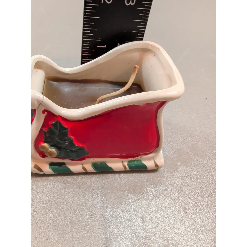 Vintage Bens Transworld Imports Ceramic Christmas Sleigh Candle Holder Japan